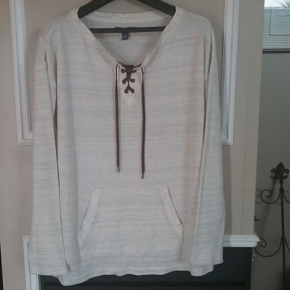 Chaps Lace Up Pop Over Knit Top Women's Size Medium